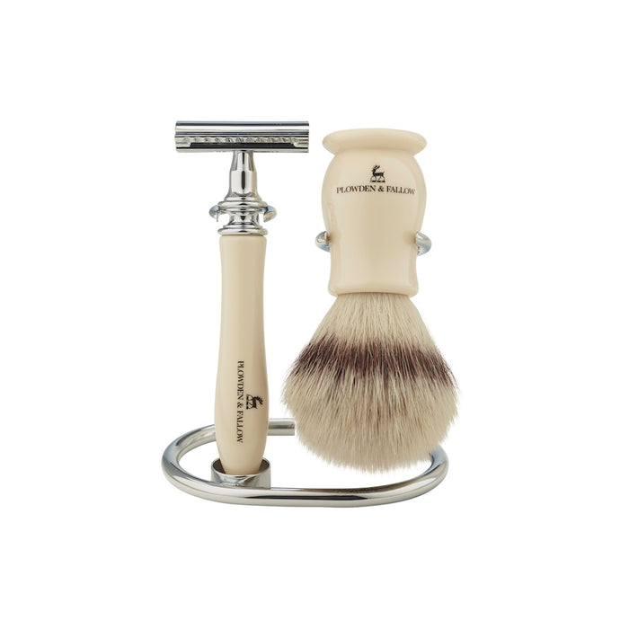 Ludlow Safety Razor Shaving Set | 3 Piece | Faux Ivory