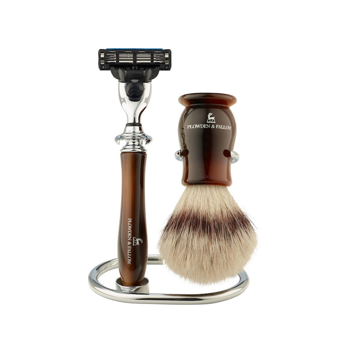 Ludlow Cartridge Shaving Set | 3 Piece | Faux Light Horn